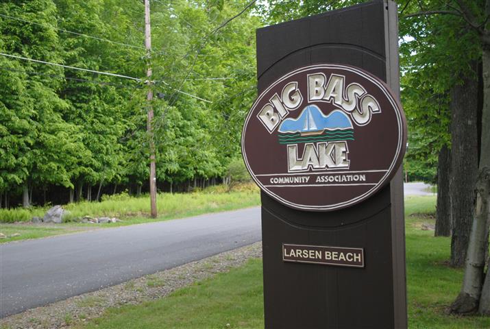 Entrance Sign for Big Bass Lake Larsen Beach - A Private Vacation Community